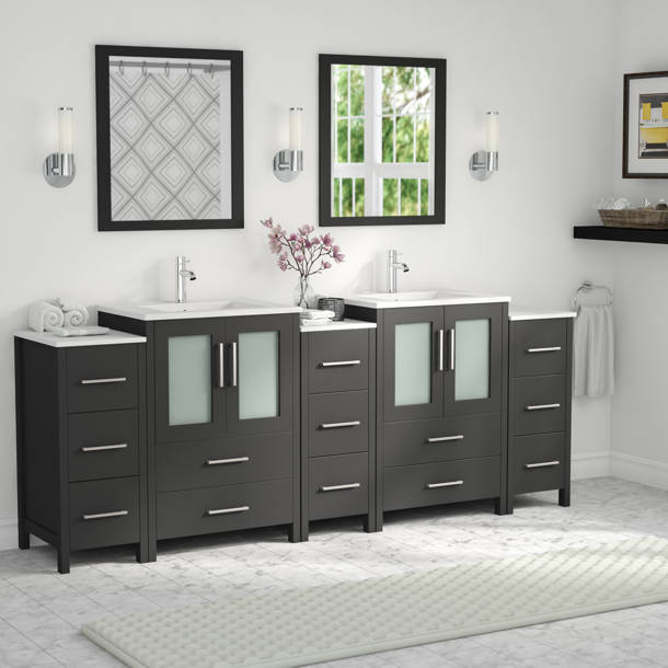 Wade Logan® Karson 96'' Free-standing Double Bathroom Vanity with ...